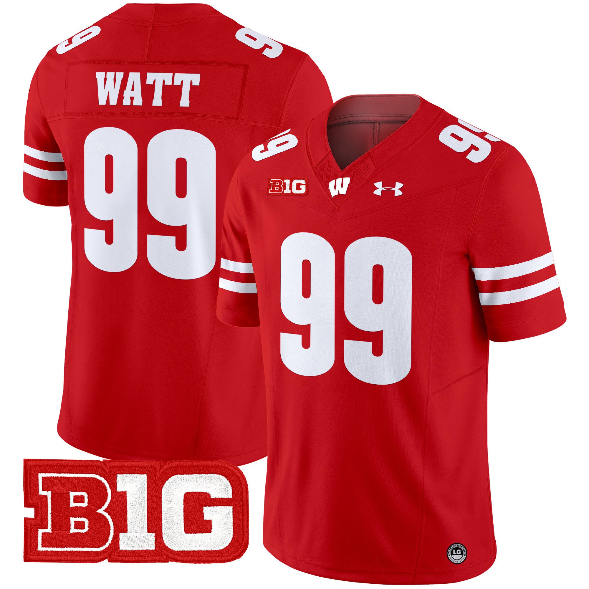 Men Wisconsin Badgers #99 Watt Red 2024 Vapor Limited NCAA Jersey style 1